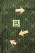 Photo10: O0718A Vintage Japanese kimono  Dark Green TSUMUGI pongee for women / Silk. Curved lines,   (Grade B) (10)