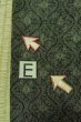 Photo13: O0718A Vintage Japanese kimono  Dark Green TSUMUGI pongee for women / Silk. Curved lines,   (Grade B) (13)