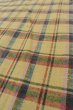 Photo8: O0718B Vintage Japanese kimono   Beige TSUMUGI pongee for women / Silk. Plaid Checks   (Grade D) (8)
