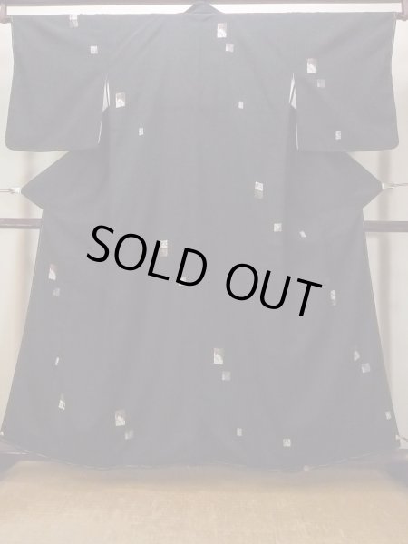 Photo1: Mint O0718C Vintage Japanese kimono   Black ORI woven for women / Silk. Square piece of fancy paper ,   (Grade A) (1)