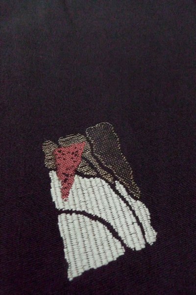 Photo7: Mint O0718C Vintage Japanese kimono   Black ORI woven for women / Silk. Square piece of fancy paper ,   (Grade A) (7)