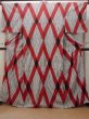 Photo1: O0718D Vintage Japanese kimono   Gray ORI woven for women / Silk. Geometrical pattern,   (Grade D) (1)