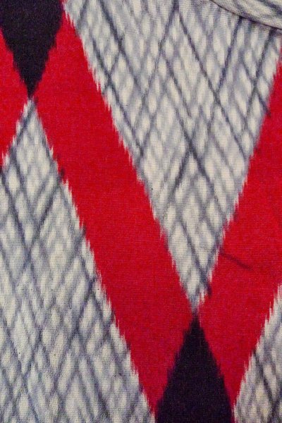 Photo3: O0718D Vintage Japanese kimono   Gray ORI woven for women / Silk. Geometrical pattern,   (Grade D) (3)