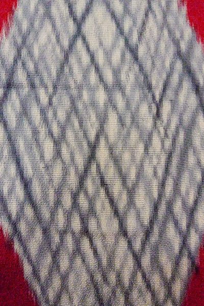 Photo6: O0718D Vintage Japanese kimono   Gray ORI woven for women / Silk. Geometrical pattern,   (Grade D) (6)