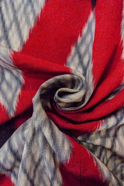 Photo11: O0718D Vintage Japanese kimono   Gray ORI woven for women / Silk. Geometrical pattern,   (Grade D) (11)