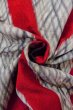 Photo12: O0718D Vintage Japanese kimono   Gray ORI woven for women / Silk. Geometrical pattern,   (Grade D) (12)