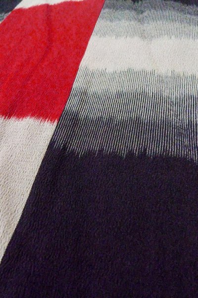 Photo8: O0718E Vintage Japanese kimono   Multi Color ORI woven for women / Silk. Plaid Checks   (Grade C) (8)