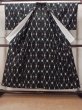 Photo2: O0718F Vintage Japanese kimono   Black ORI woven for women / Silk. Lozenges   (Grade B) (2)