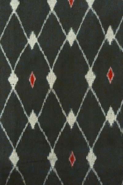 Photo4: O0718F Vintage Japanese kimono   Black ORI woven for women / Silk. Lozenges   (Grade B) (4)