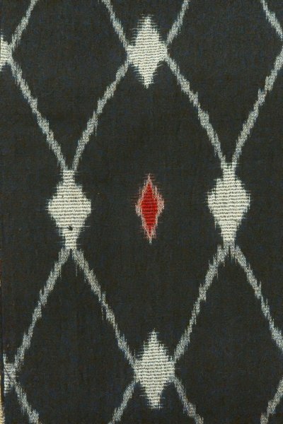 Photo5: O0718F Vintage Japanese kimono   Black ORI woven for women / Silk. Lozenges   (Grade B) (5)