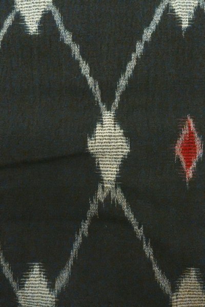 Photo7: O0718F Vintage Japanese kimono   Black ORI woven for women / Silk. Lozenges   (Grade B) (7)