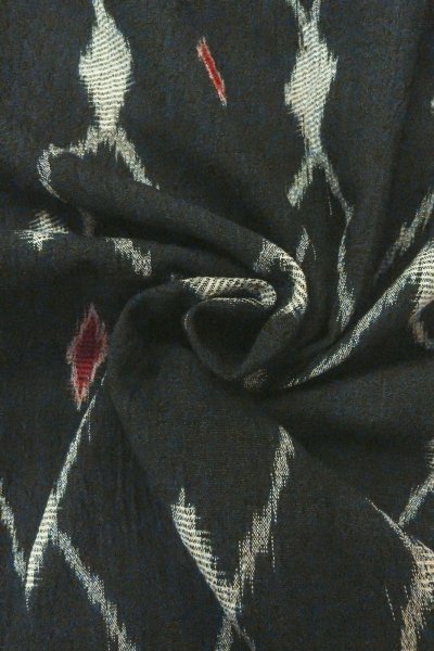 Photo11: O0718F Vintage Japanese kimono   Black ORI woven for women / Silk. Lozenges   (Grade B) (11)
