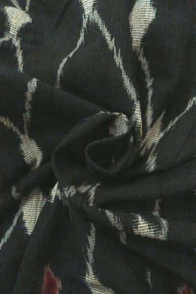 Photo12: O0718F Vintage Japanese kimono   Black ORI woven for women / Silk. Lozenges   (Grade B) (12)