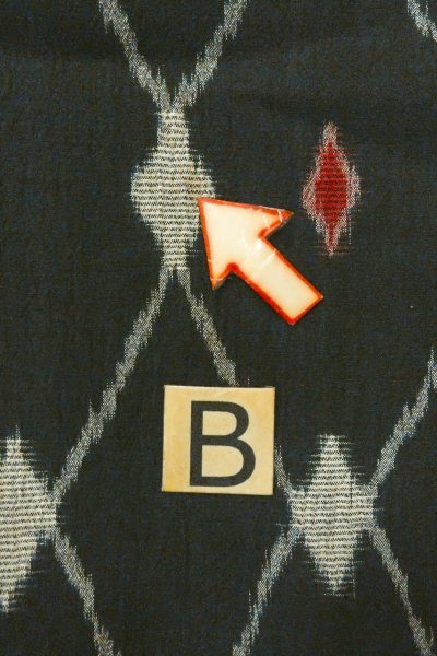 Photo15: O0718F Vintage Japanese kimono   Black ORI woven for women / Silk. Lozenges   (Grade B) (15)