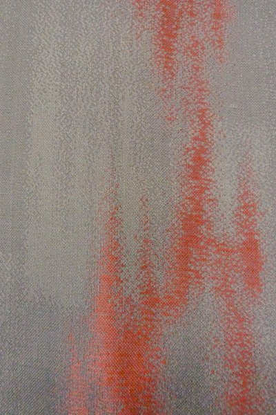 Photo6: O0718G Vintage Japanese kimono   Gray ORI woven for women / Silk. Gradation,   (Grade C) (6)