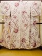 Photo1: O0718I Vintage Japanese kimono   White ORI woven for women / Silk. Rose,   (Grade C) (1)