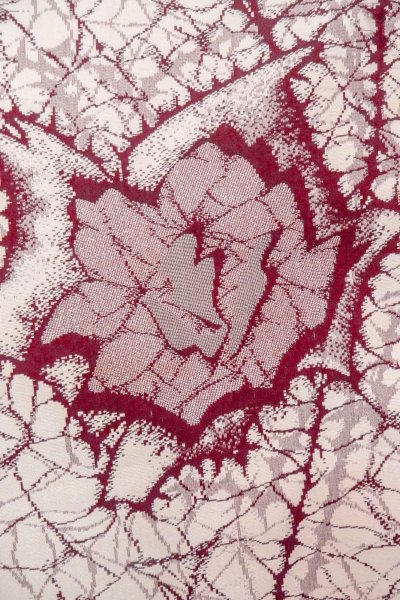 Photo5: O0718I Vintage Japanese kimono   White ORI woven for women / Silk. Rose,   (Grade C) (5)