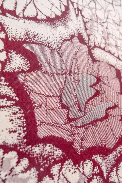 Photo8: O0718I Vintage Japanese kimono   White ORI woven for women / Silk. Rose,   (Grade C) (8)