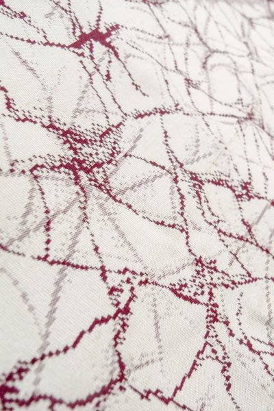 Photo9: O0718I Vintage Japanese kimono   White ORI woven for women / Silk. Rose,   (Grade C) (9)