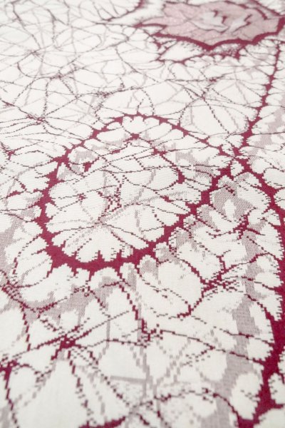 Photo10: O0718I Vintage Japanese kimono   White ORI woven for women / Silk. Rose,   (Grade C) (10)
