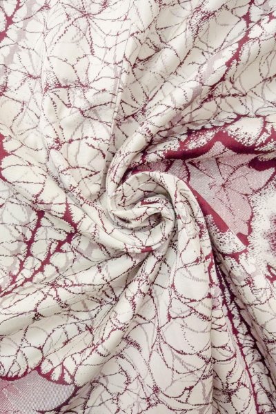 Photo12: O0718I Vintage Japanese kimono   White ORI woven for women / Silk. Rose,   (Grade C) (12)
