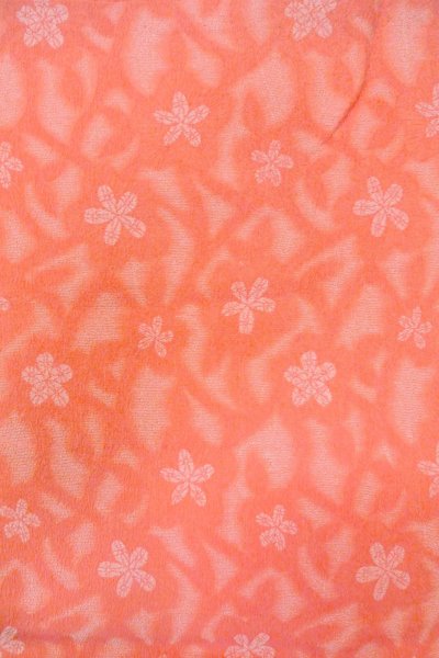 Photo4: O0718J Vintage Japanese kimono  Light Coral ORI woven for women / Silk. Flower,   (Grade B) (4)