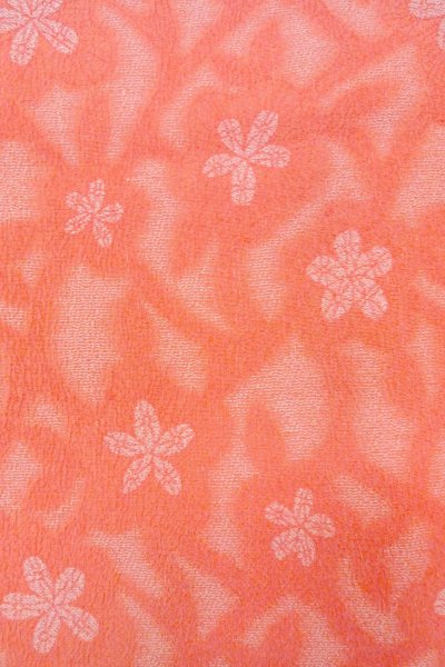 Photo5: O0718J Vintage Japanese kimono  Light Coral ORI woven for women / Silk. Flower,   (Grade B) (5)
