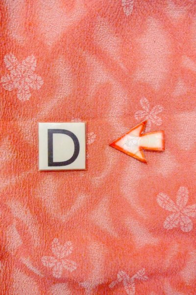 Photo17: O0718J Vintage Japanese kimono  Light Coral ORI woven for women / Silk. Flower,   (Grade B) (17)