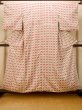 Photo1: O0718L Vintage Japanese kimono   White ORI woven for women / Silk. Geometrical pattern,   (Grade B) (1)