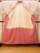 Photo2: O0718L Vintage Japanese kimono   White ORI woven for women / Silk. Geometrical pattern,   (Grade B) (2)