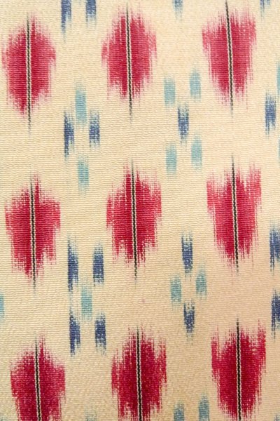 Photo7: O0718L Vintage Japanese kimono   White ORI woven for women / Silk. Geometrical pattern,   (Grade B) (7)