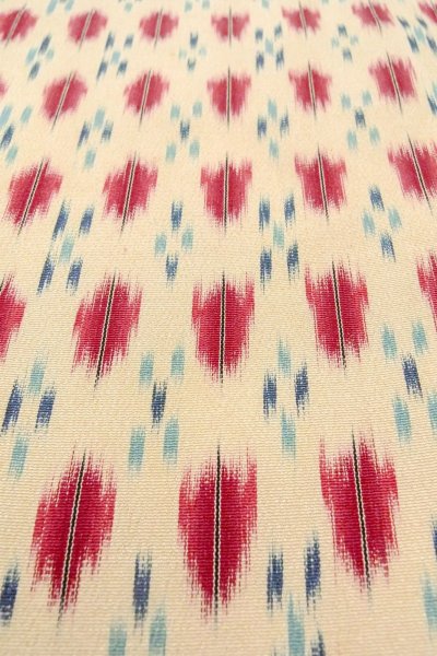 Photo10: O0718L Vintage Japanese kimono   White ORI woven for women / Silk. Geometrical pattern,   (Grade B) (10)