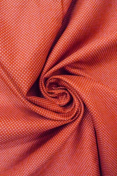 Photo9: O0718N Vintage Japanese kimono  Vivid Vermilion ORI woven for women / Silk. Cross   (Grade A) (9)