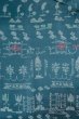 Photo3: O0718O Vintage Japanese kimono   Teal ORI woven for women / Silk. Flower,   (Grade B) (3)