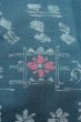 Photo5: O0718O Vintage Japanese kimono   Teal ORI woven for women / Silk. Flower,   (Grade B) (5)