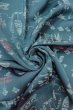 Photo11: O0718O Vintage Japanese kimono   Teal ORI woven for women / Silk. Flower,   (Grade B) (11)