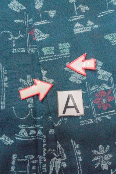 Photo14: O0718O Vintage Japanese kimono   Teal ORI woven for women / Silk. Flower,   (Grade B) (14)