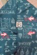 Photo15: O0718O Vintage Japanese kimono   Teal ORI woven for women / Silk. Flower,   (Grade B) (15)