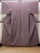 Photo1: O0718P Vintage Japanese kimono  Grayish Purple ORI woven for women / Silk. Wood grain pattern   (Grade B) (1)