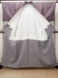 Photo2: O0718P Vintage Japanese kimono  Grayish Purple ORI woven for women / Silk. Wood grain pattern   (Grade B) (2)