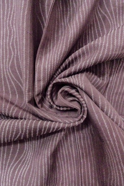 Photo11: O0718P Vintage Japanese kimono  Grayish Purple ORI woven for women / Silk. Wood grain pattern   (Grade B) (11)