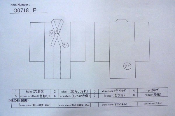 Photo12: O0718P Vintage Japanese kimono  Grayish Purple ORI woven for women / Silk. Wood grain pattern   (Grade B) (12)