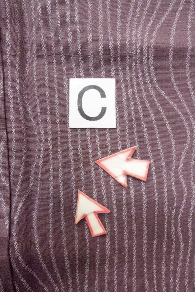 Photo15: O0718P Vintage Japanese kimono  Grayish Purple ORI woven for women / Silk. Wood grain pattern   (Grade B) (15)