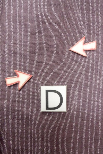 Photo16: O0718P Vintage Japanese kimono  Grayish Purple ORI woven for women / Silk. Wood grain pattern   (Grade B) (16)