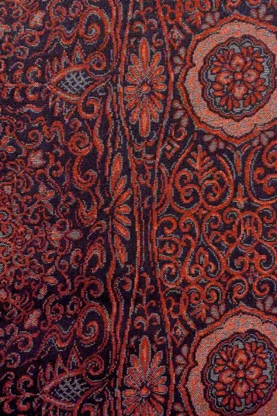 Photo7: O0718R Antique Japanese kimono   Black ORI woven for women / Silk. Chinz pattern   (Grade B) (7)