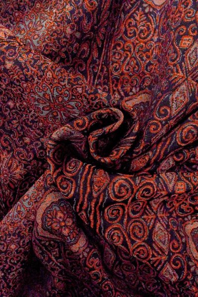 Photo12: O0718R Antique Japanese kimono   Black ORI woven for women / Silk. Chinz pattern   (Grade B) (12)