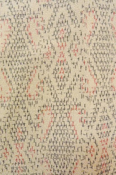 Photo6: O0718S Vintage Japanese kimono   Ivory ORI woven for women / Silk. Lozenges,   (Grade B) (6)