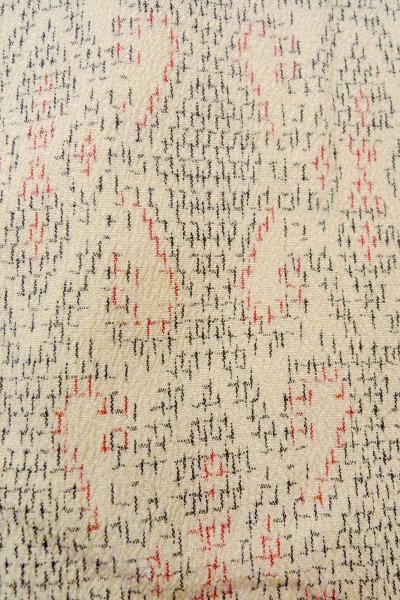 Photo7: O0718S Vintage Japanese kimono   Ivory ORI woven for women / Silk. Lozenges,   (Grade B) (7)