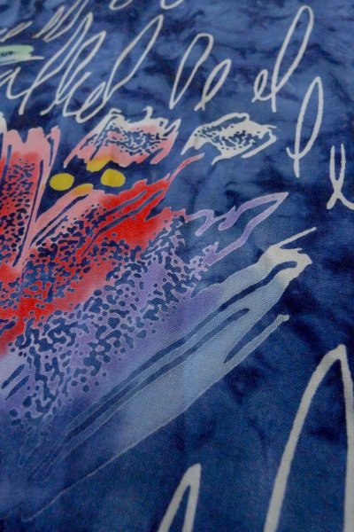 Photo8: O0718T Vintage Japanese kimono   Indigo Blue Pour Dyed Yukata for women / Cotton. Flower,   (Grade B) (8)