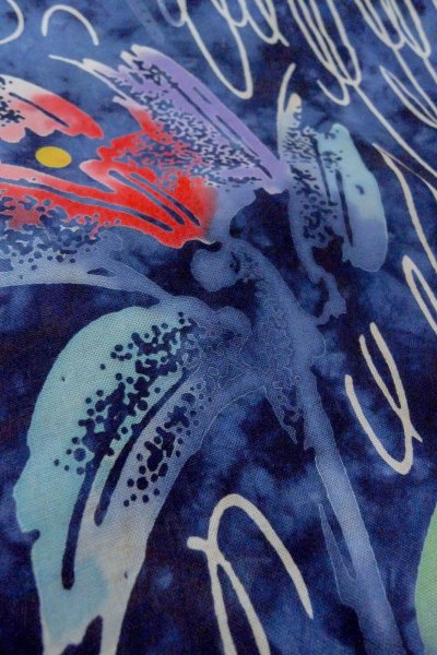 Photo10: O0718T Vintage Japanese kimono   Indigo Blue Pour Dyed Yukata for women / Cotton. Flower,   (Grade B) (10)